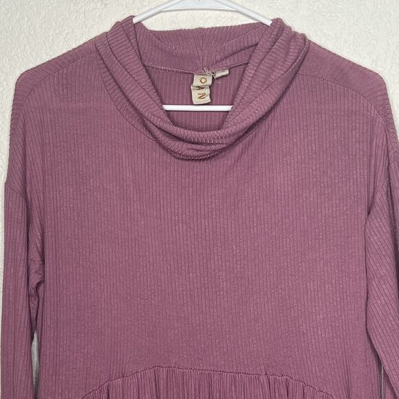 Anthropologie Dolan Left Coast Alissa Midi Dress Mauve Ribbed Cowl Neck XS Ad24 - Picture 8 of 10